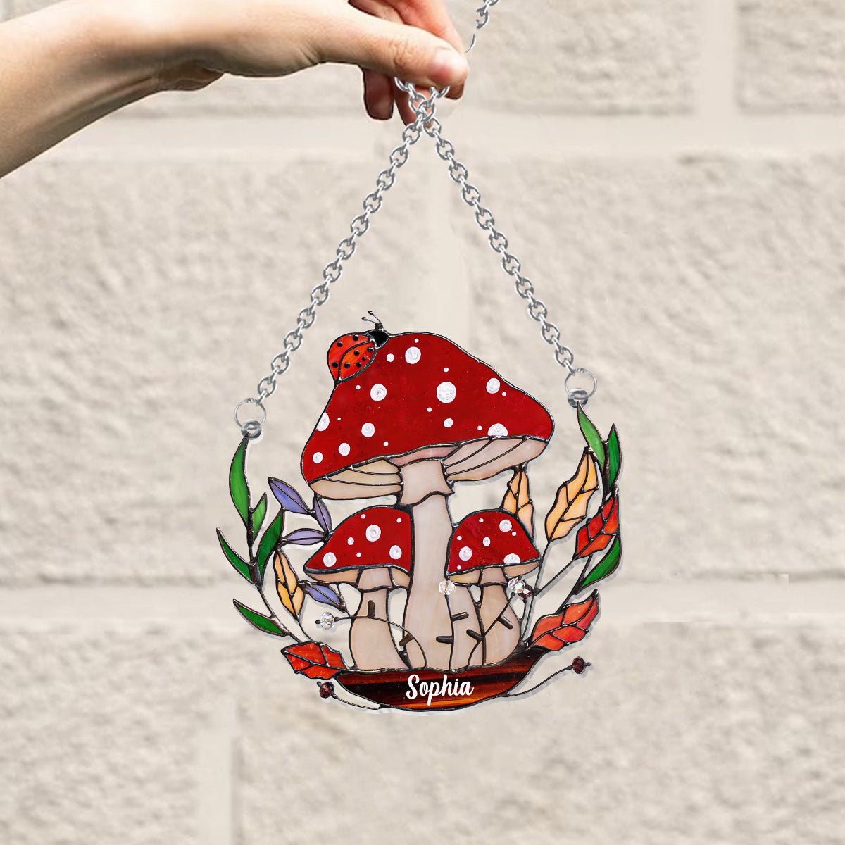 The Little Mushroom Garden - Personalized Mushroom Window Hanging Suncatcher Ornament