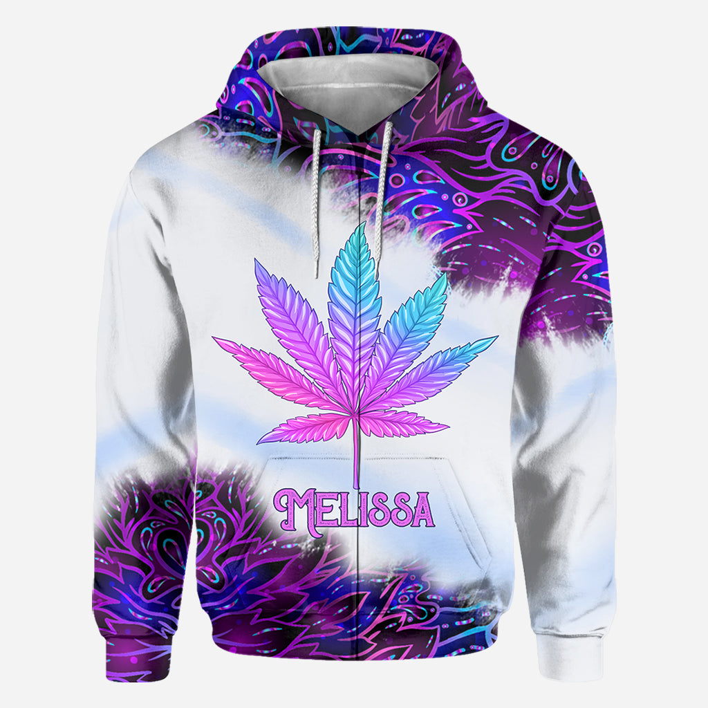 Purple Gradient Psychedelic Leaf - Personalized Weed All Over Shirt