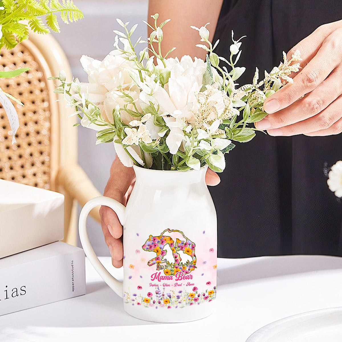 Maman Ours - Vase à fleurs en céramique personnalisé pour maman