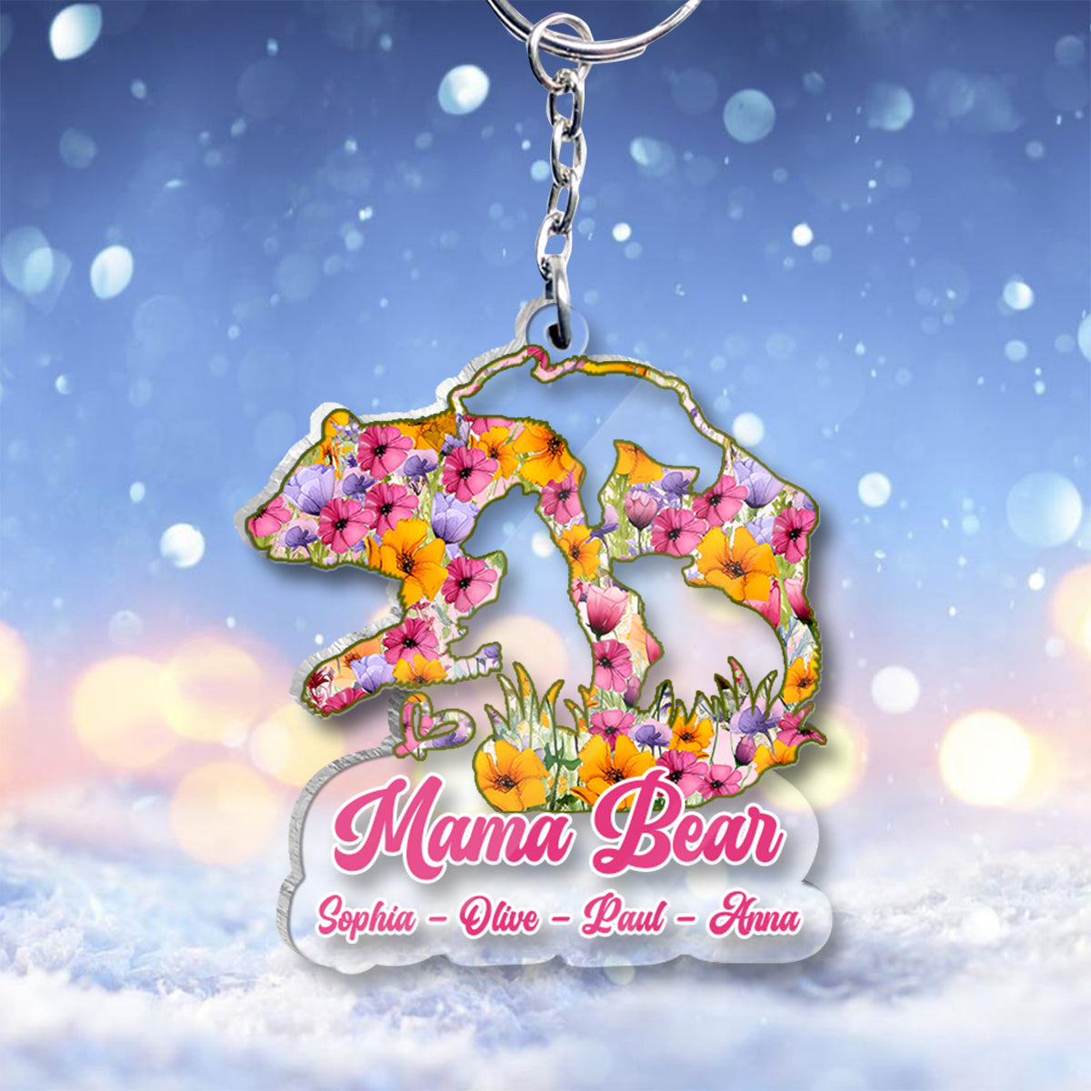 Maman Ours - Porte-clés transparent personnalisé Maman Ours