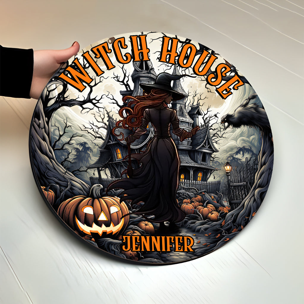 Witch House - Personalized Witch Round Wood Sign
