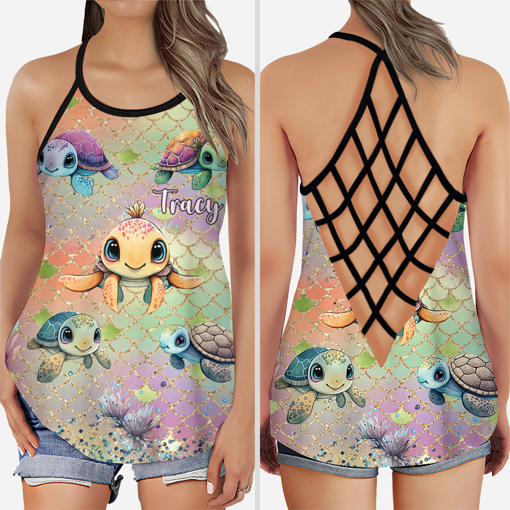 Débardeur et legging personnalisés avec croix tortue colorée