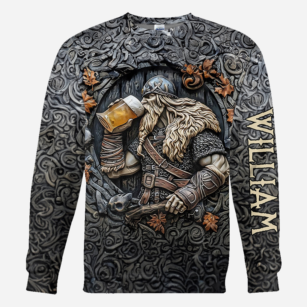 Légende du guerrier viking buveur - T-shirt viking personnalisé intégral