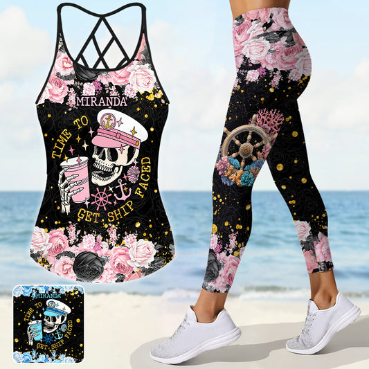 Time To Get Ship Faced - Personalized Cruising Cross Tank Top and Leggings