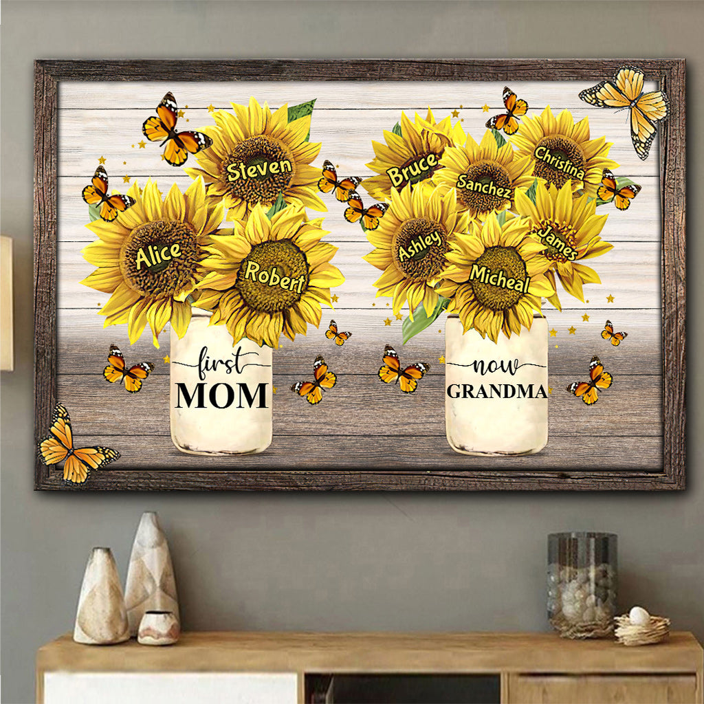 Première maman, maintenant grand-mère - Toile et affiche personnalisées pour grand-mère