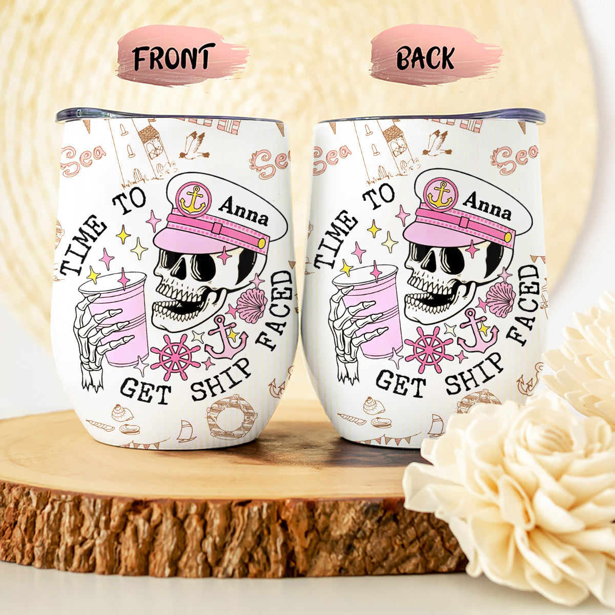 Il est temps de prendre la mer ! – Gobelet à vin de croisière personnalisé