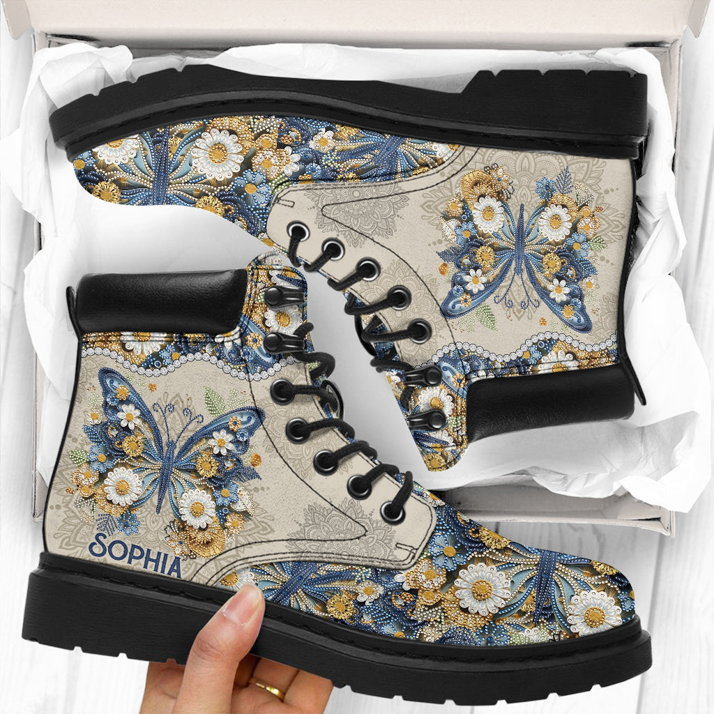 Beautiful Butterfly - Personalized Butterfly All Season Boots