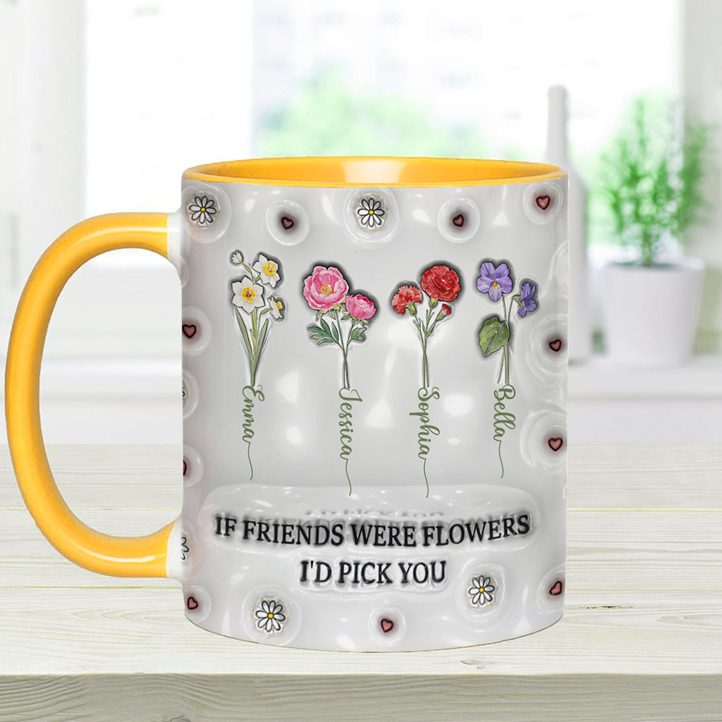 Birth Month Flowers Besties - Personalized Bestie Accent Mug
