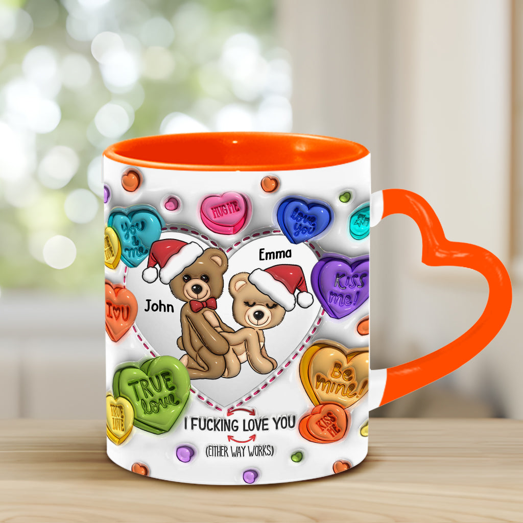 I Love You - Personalized Couple Heart Handle Mug