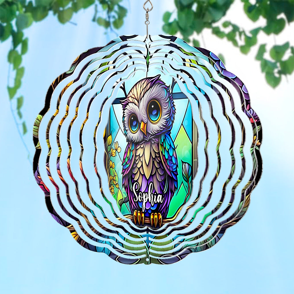 Vitrail hibou mignon - Girouette hibou personnalisée