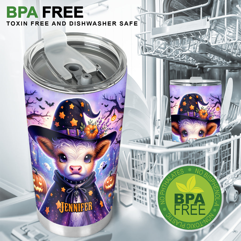 Baby Highland Cow Witch Halloween - Personalized Tumbler