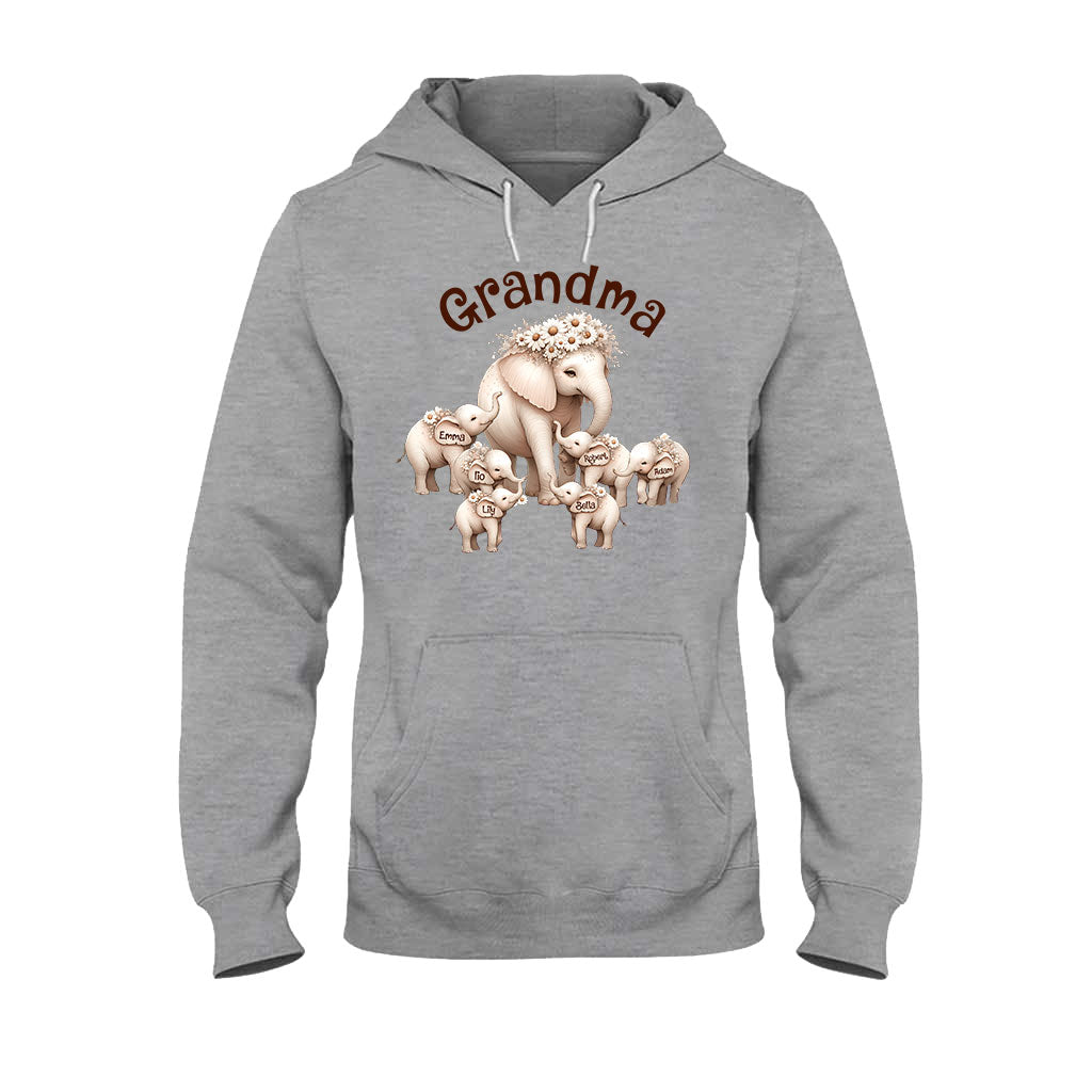 T-shirt et sweat à capuche personnalisés « Éléphant mignon » pour grand-mère