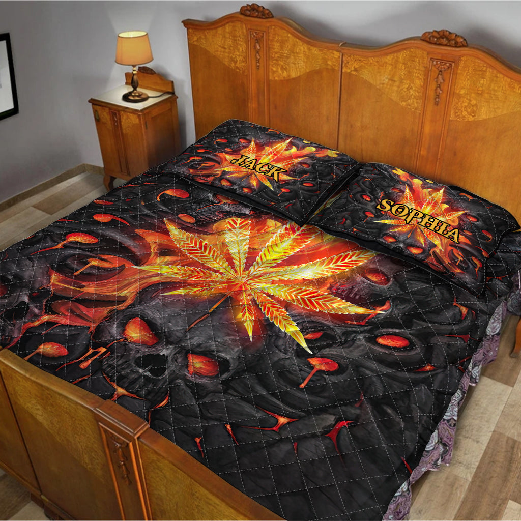 420 Lava Skull - Personalized Weed Quilt Set