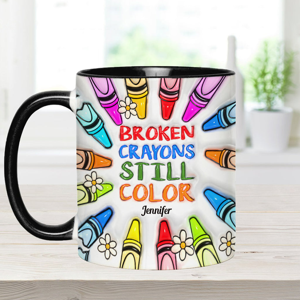 Mug personnalisé « Crayons cassés, mais toujours colorés » pour la prévention du suicide