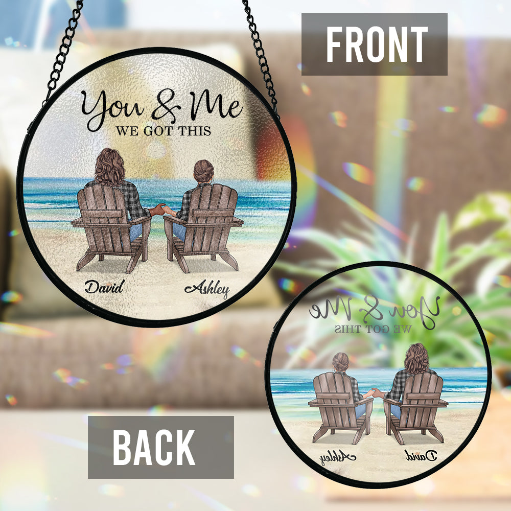 On gère ça - Attrape-soleil en vitrail personnalisé pour couple