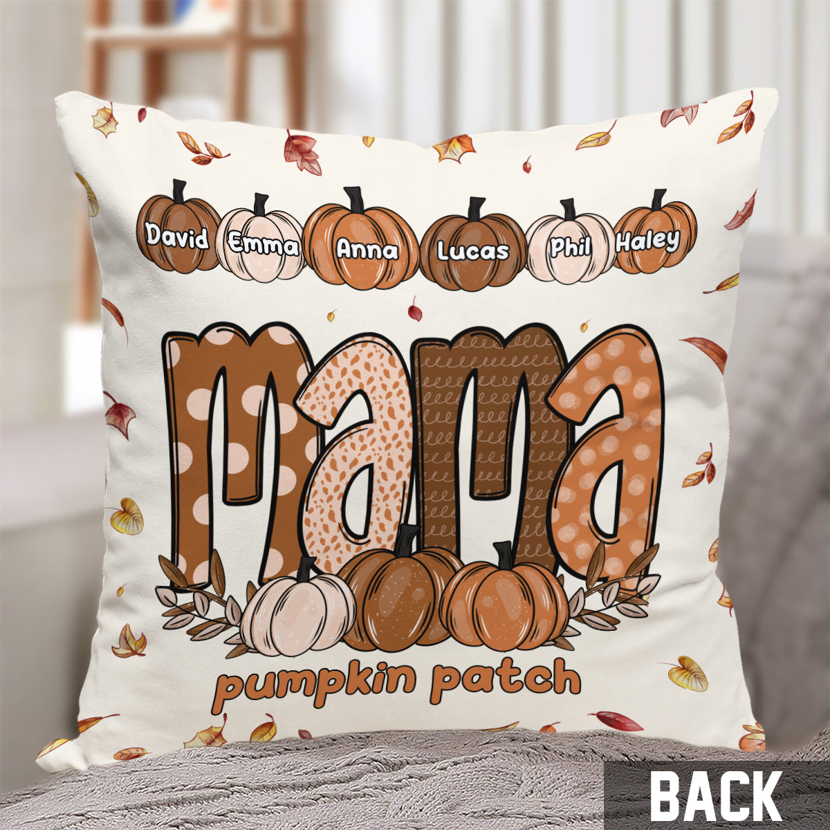 Coussin décoratif personnalisé « Maman Citrouille »