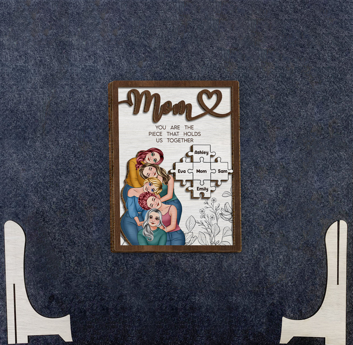 Maman, tu es le pilier de notre couple - Plaque en bois personnalisée à 2 couches « Maman »