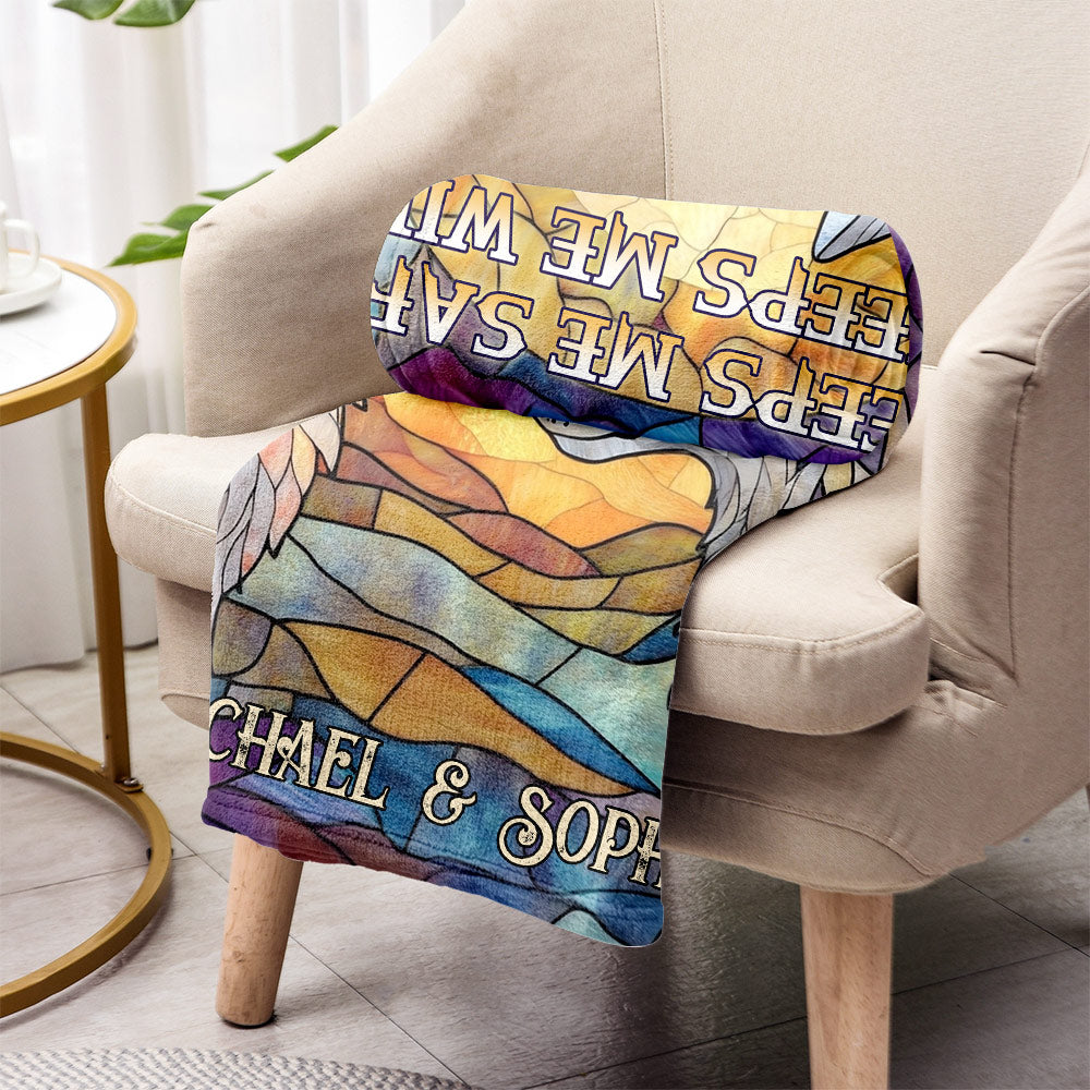 Loup Il me protège Elle me garde sauvage - Couverture personnalisée pour couple