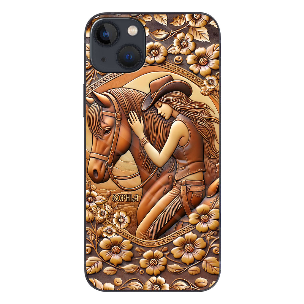 Une fille et son cheval - Coque de téléphone personnalisée à motif cheval