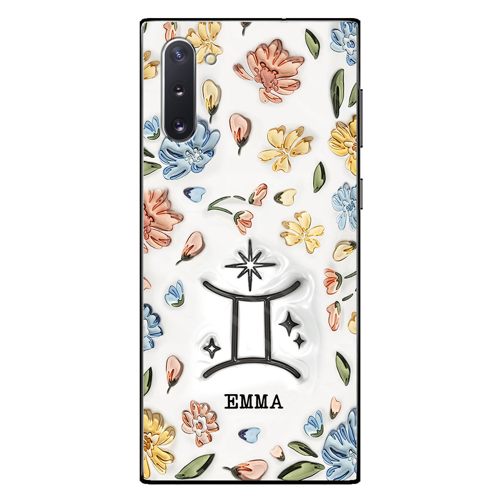 Coque de téléphone personnalisée avec signe du zodiaque et motif floral