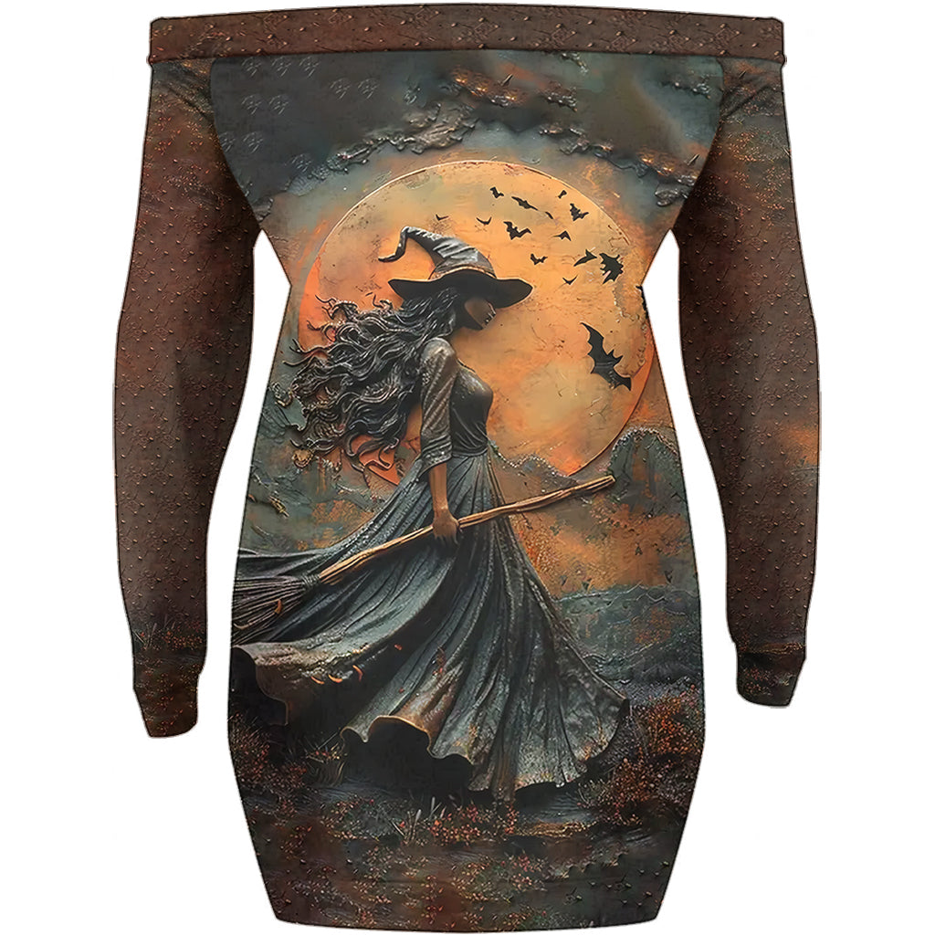 Robe de sorcière personnalisée à épaules dénudées et manches longues - Magnifique robe de sorcière