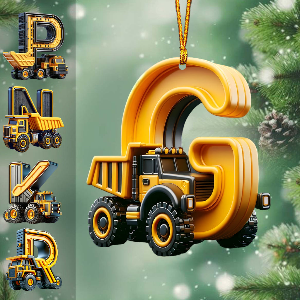 Construction Vehicles Letter Ornament - Personalized Kid Ornament