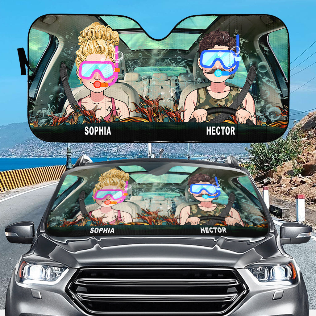 Toi, moi et la mer - Pare-soleil de voiture personnalisé pour la plongée sous-marine