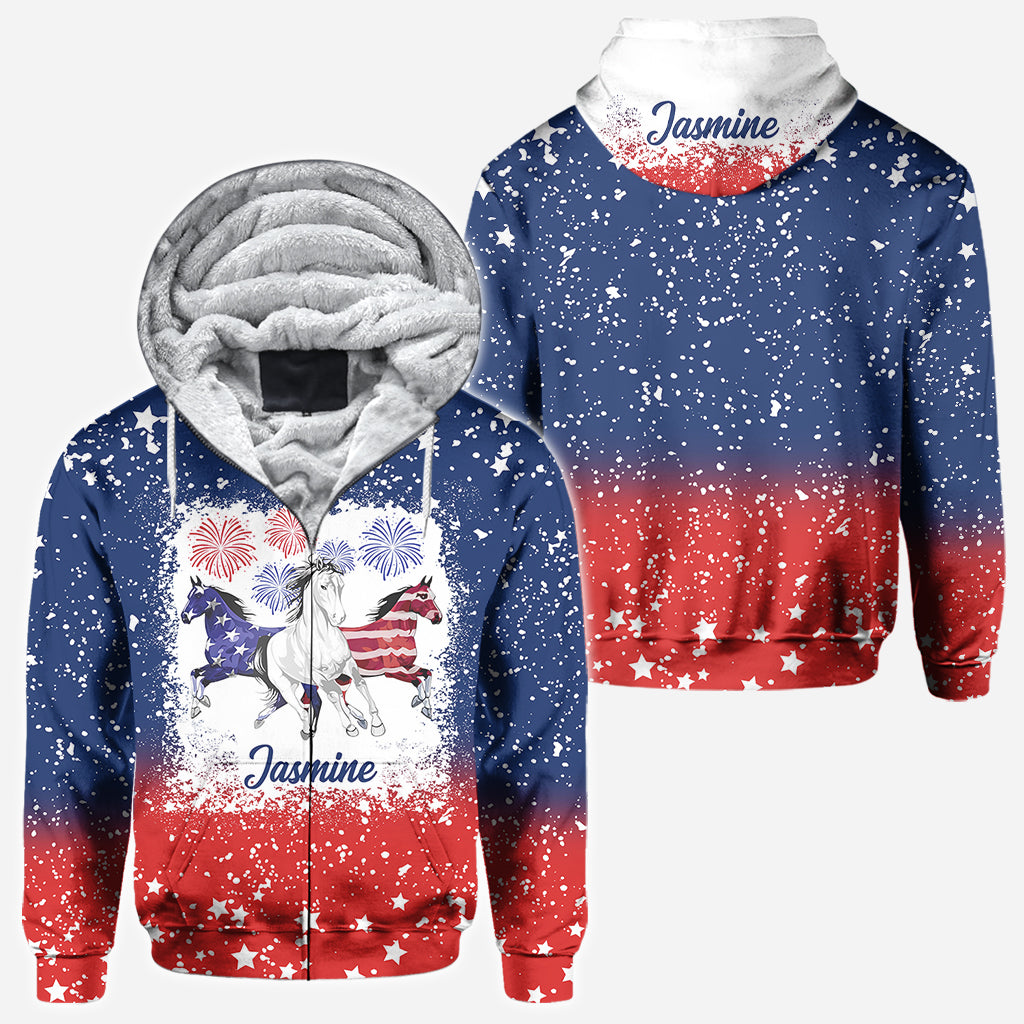 T-shirt personnalisé à motif cheval pour la fête de l'indépendance - T-shirt intégral à motif cheval