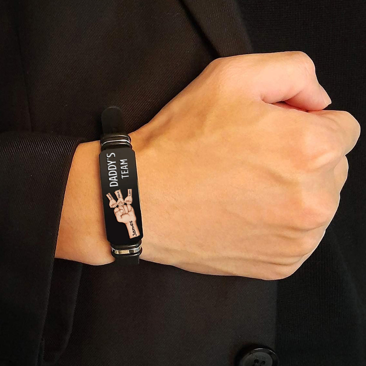 Bracelet personnalisé gravé « L'équipe de papa »