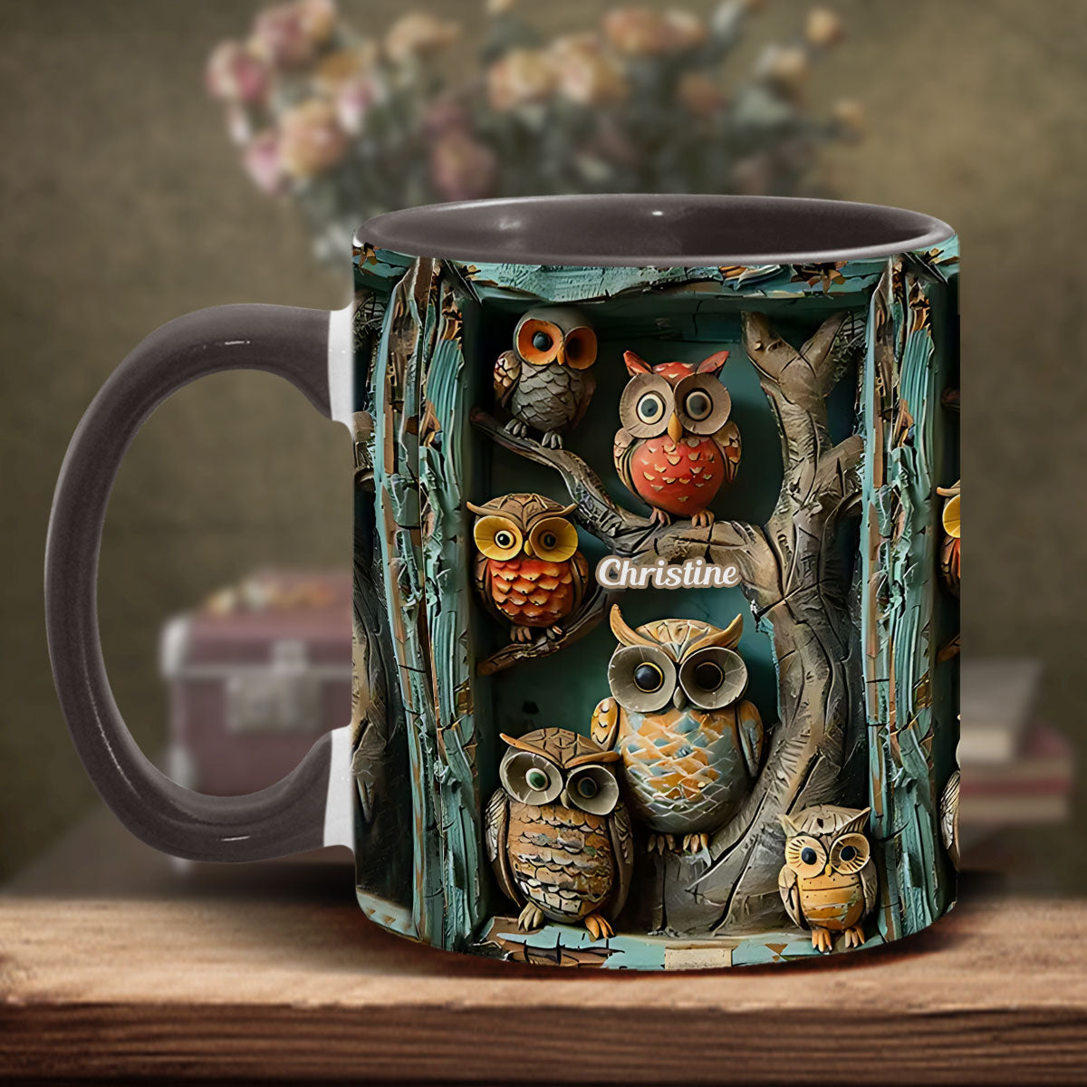 Mug personnalisé « Juste une fille qui aime les hiboux » avec motif hibou