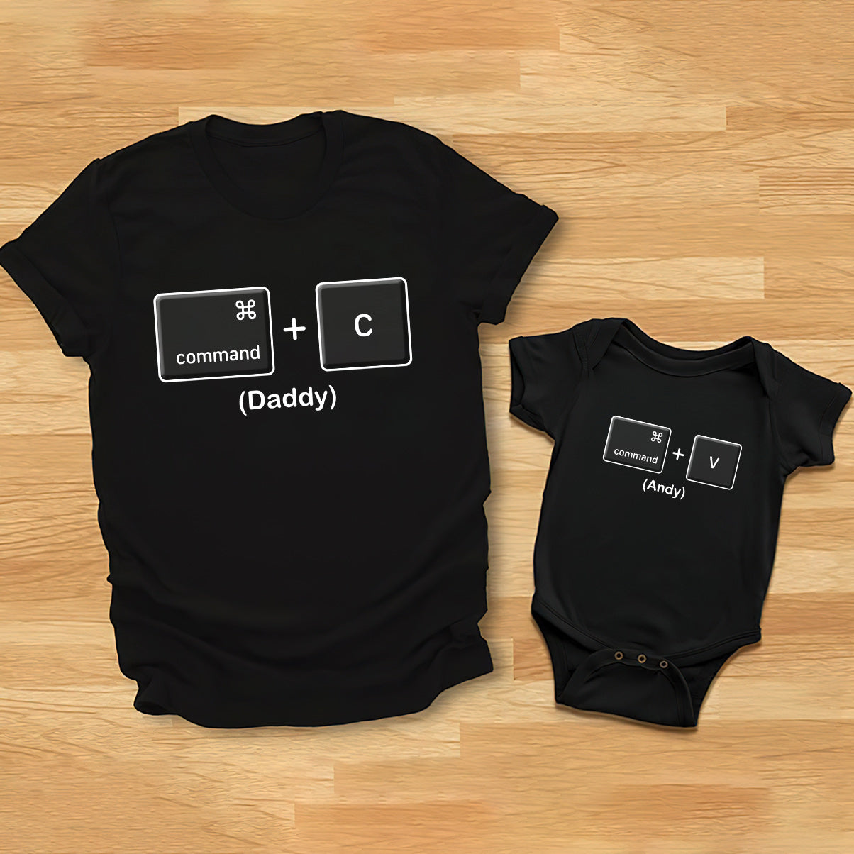 T-shirt et body personnalisés « Tel père, tel fils, telle fille » (humour) - Papa et bébé