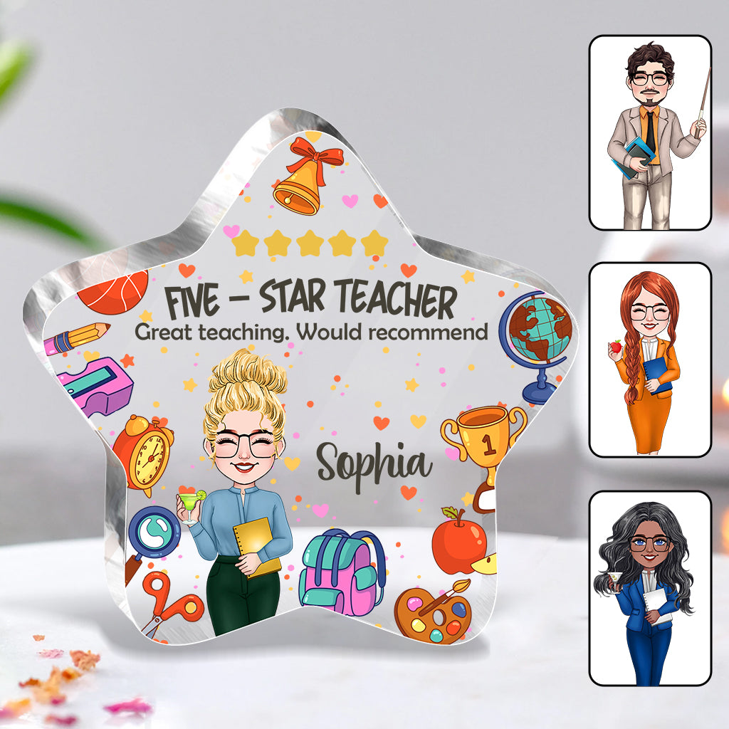 Professeur cinq étoiles - Plaque acrylique personnalisée pour enseignant