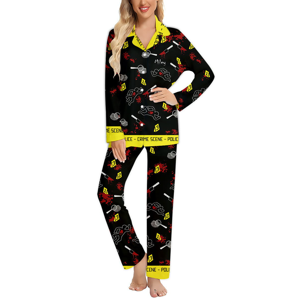 True Crime Junkie - Personalized Button Down Pajamas