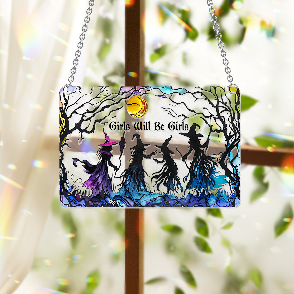 Les filles seront toujours des filles - Ornement attrape-soleil personnalisé à suspendre à la fenêtre, inspiré des sorcières 