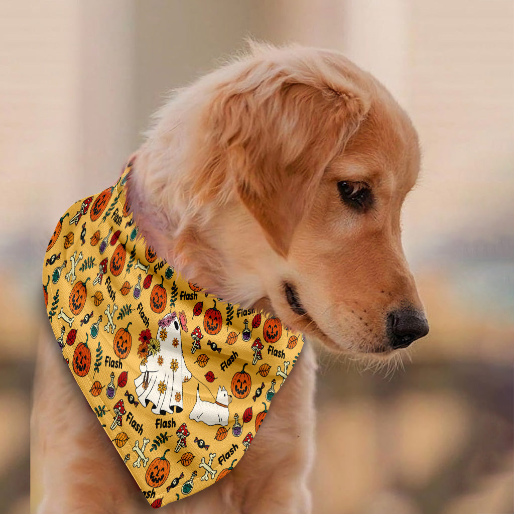 Bandana personnalisé pour chien fantôme mignon, citrouille et chauve-souris