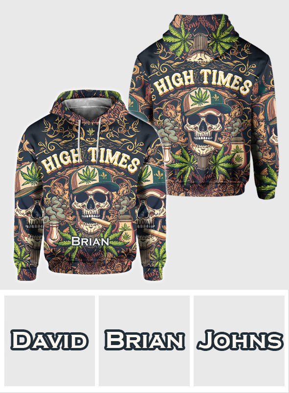 T-shirt personnalisé High Times Skull 420 - Motif cannabis intégral