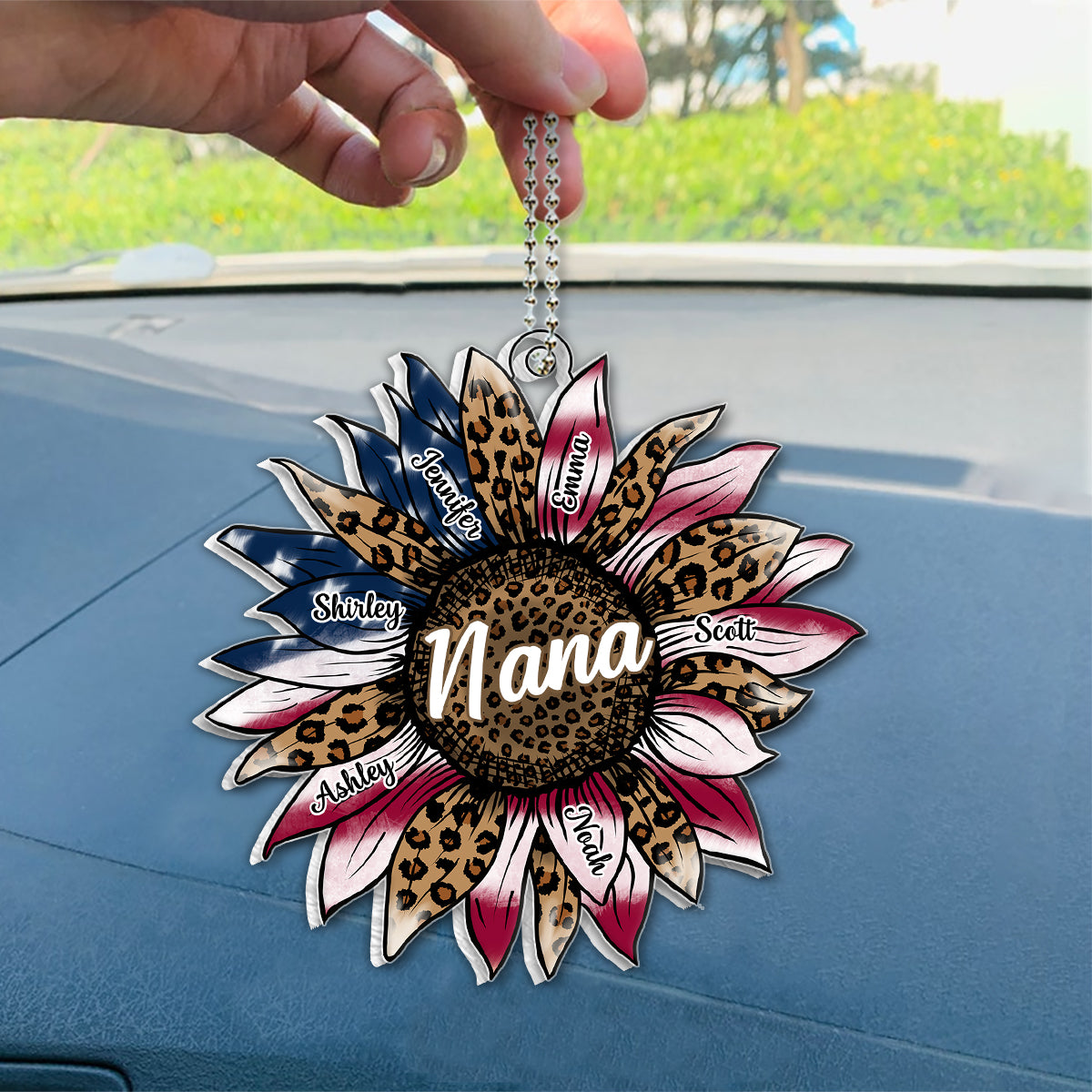 Drapeau Tournesol de Grand-Mère pour le 4 juillet - Ornement de voiture personnalisé en forme de tournesol pour Grand-Mère
