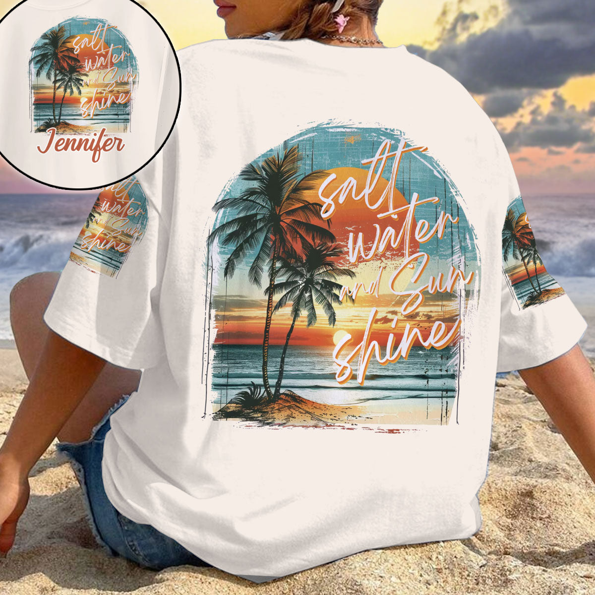 T-shirt personnalisé « Salt Water Sunshine » pour amoureux de la mer