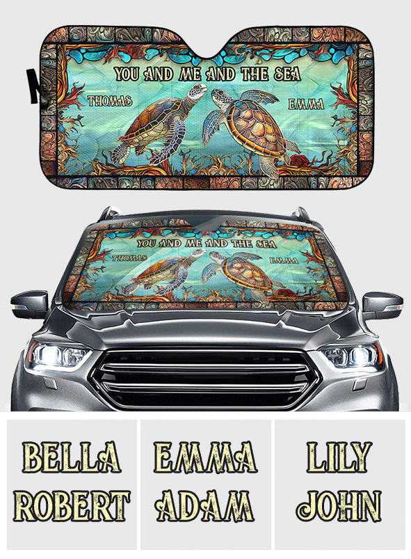 Toi, moi et la mer - Pare-soleil de voiture personnalisé en forme de tortue