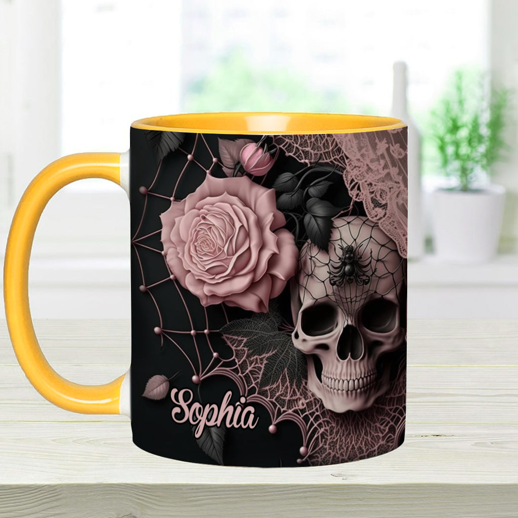 Mug personnalisé à motif de crâne et roses