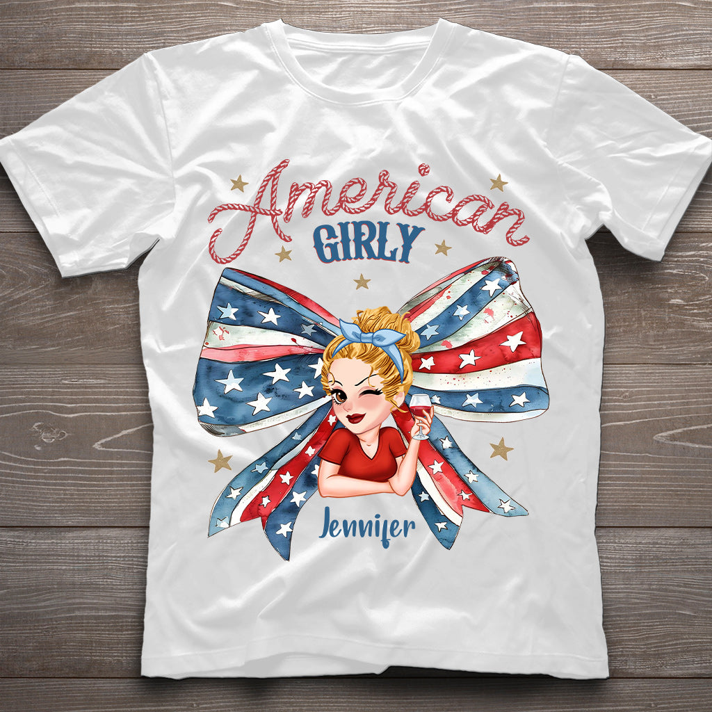 Coquette American Girl - T-shirt et sweat à capuche personnalisés pour la fête nationale américaine (4 juillet).