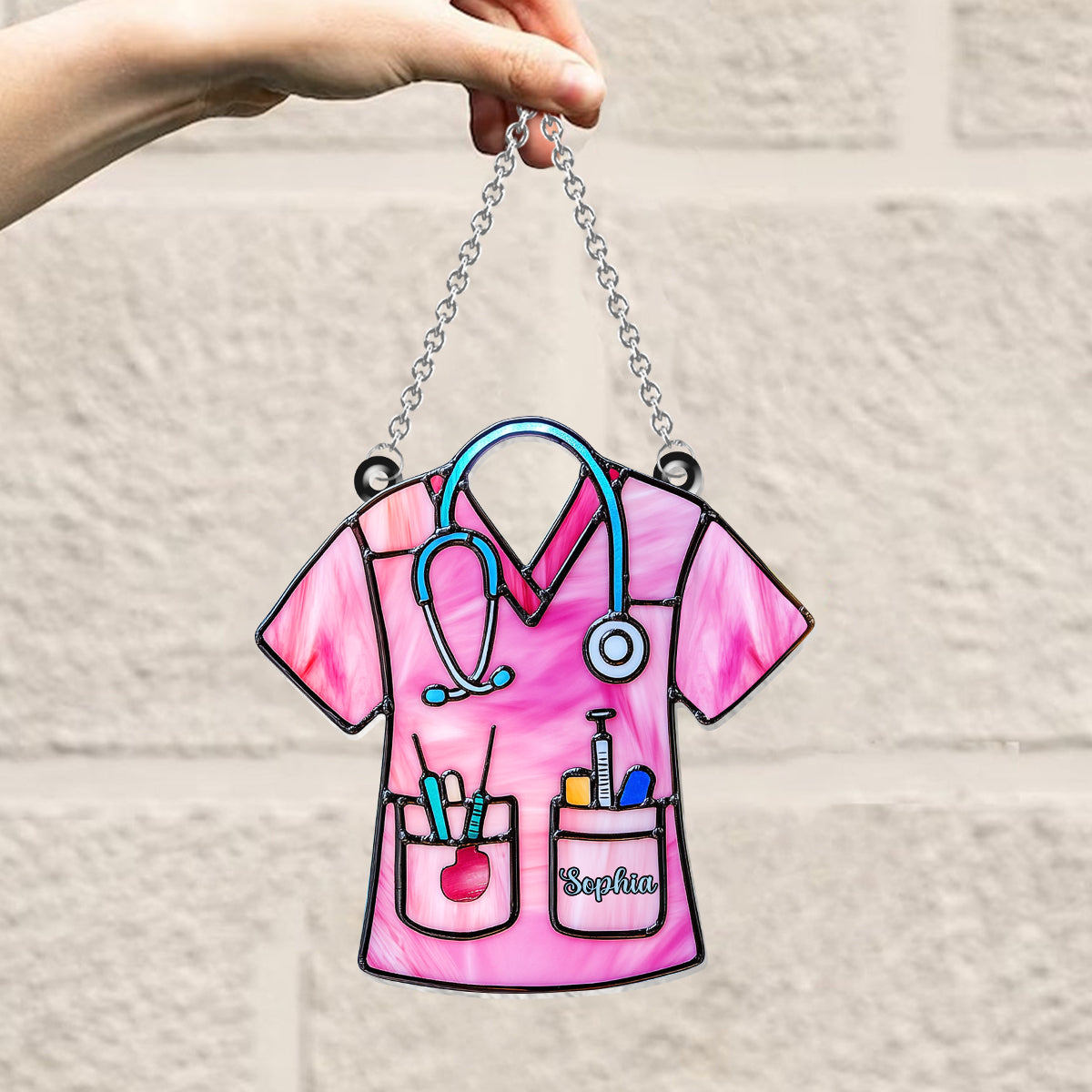 Vie d'infirmière en blouse - Ornement attrape-soleil personnalisé à suspendre à la fenêtre pour infirmière 