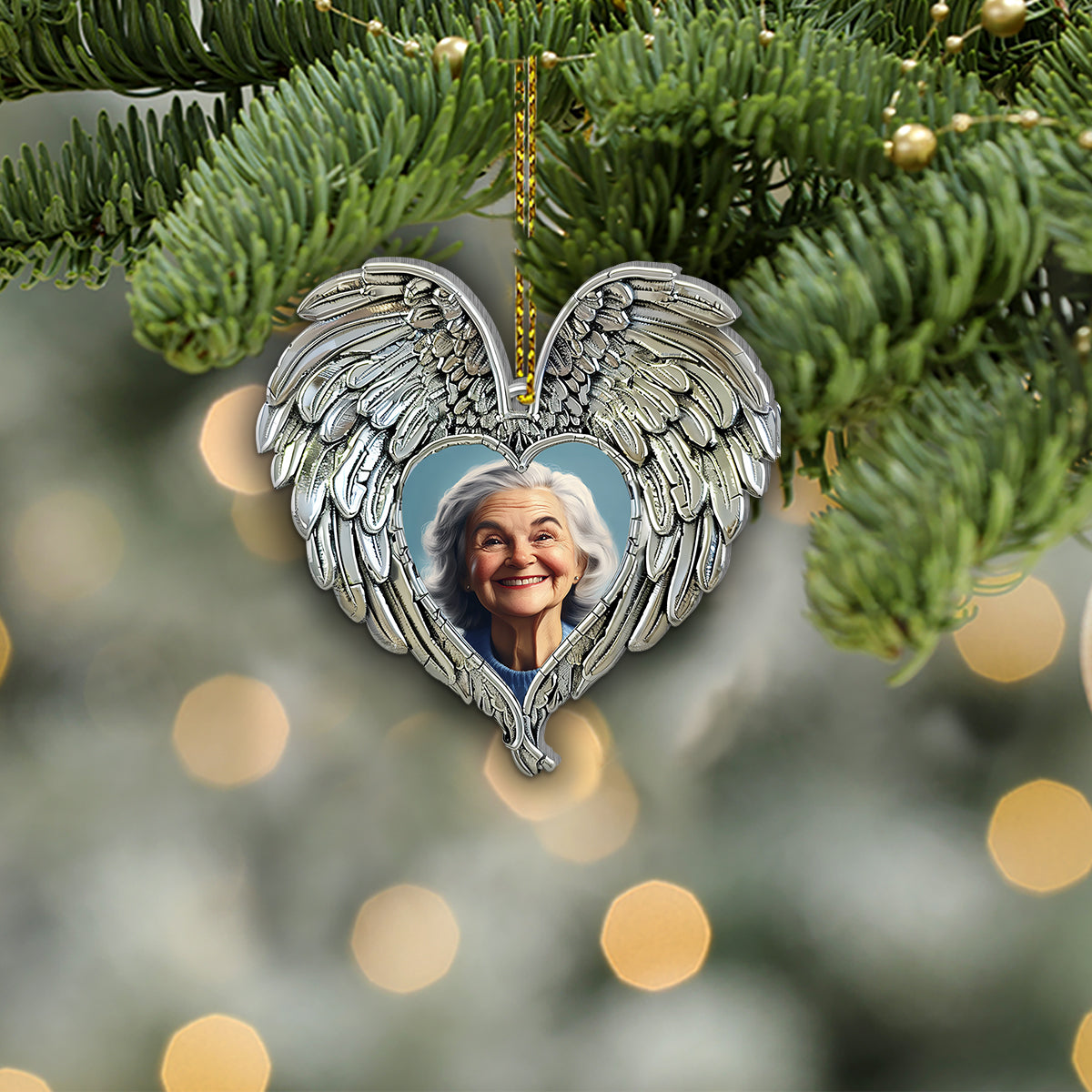 Un morceau de mon cœur vit au ciel - Ornement commémoratif personnalisé en aluminium (Impression recto verso)