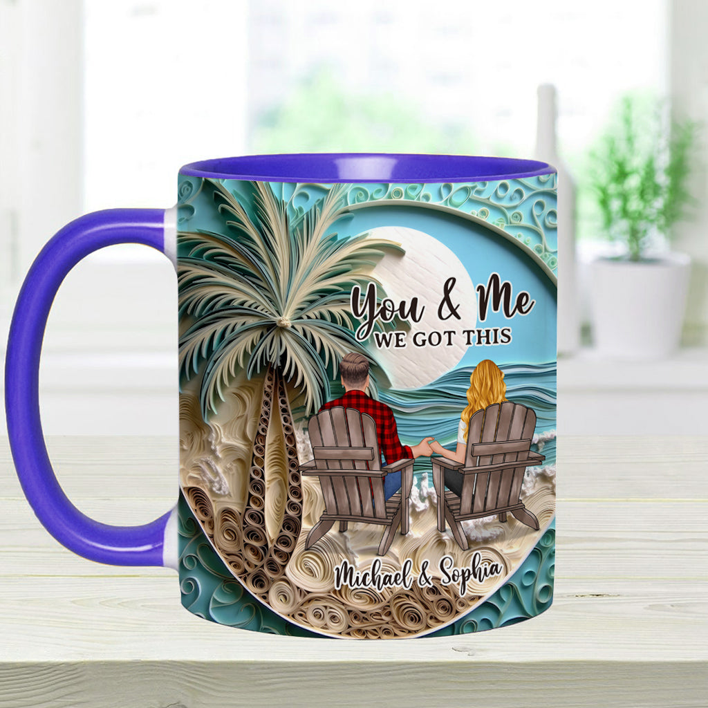 Mug personnalisé « Scène de plage » pour couple