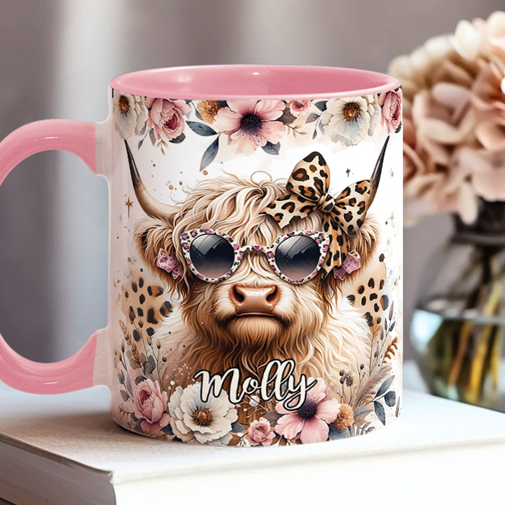 Mug personnalisé « Vache cool avec lunettes léopard »