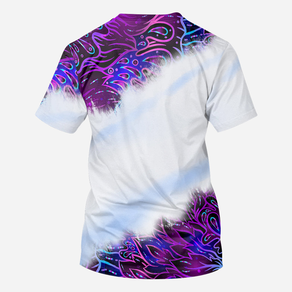 Purple Gradient Psychedelic Leaf - Personalized Weed All Over Shirt