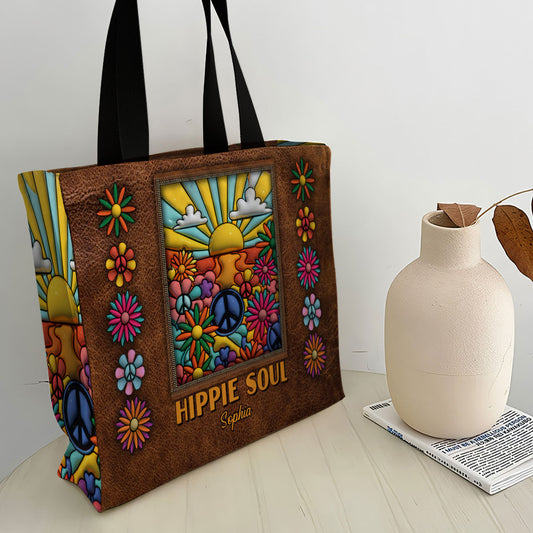 Sac fourre-tout en toile imprimé hippie intégral personnalisé Hippie Soul -
