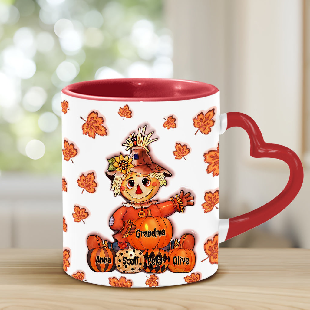 Mug personnalisé « Grand-mère Automne » avec anse en forme de cœur