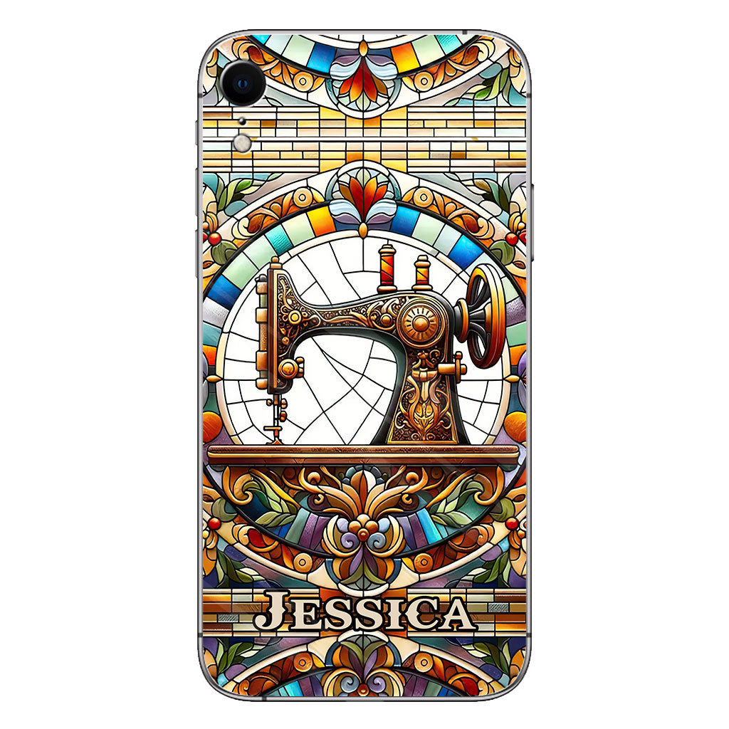 Machine à coudre colorée - Étui de téléphone personnalisé à la machine à coudre