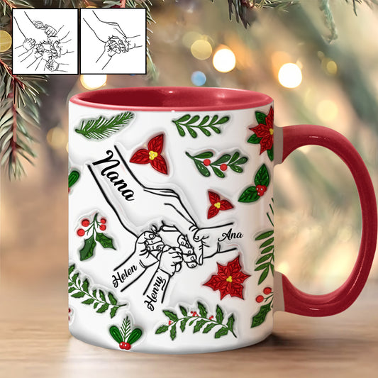 Hold My Hand, Hold My Heart - Personalized Grandma Accent Mug